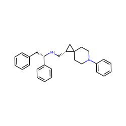 c1ccc(C[C@H](NC[C@@H]2CC23CCN(c2ccccc2)CC3)c2ccccc2)cc1 ZINC000095576611