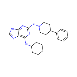 c1ccc(C2CCN(Nc3nc(NC4CCCCC4)c4nc[nH]c4n3)CC2)cc1 ZINC000028459601