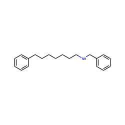 c1ccc(CCCCCCCNCc2ccccc2)cc1 ZINC000013736066
