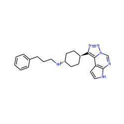 c1ccc(CCCN[C@H]2CC[C@H](c3nnn4cnc5[nH]ccc5c34)CC2)cc1 ZINC001772599274