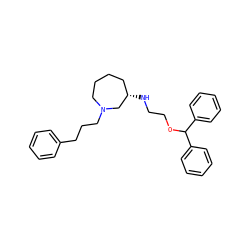c1ccc(CCCN2CCCC[C@H](NCCOC(c3ccccc3)c3ccccc3)C2)cc1 ZINC000022938473