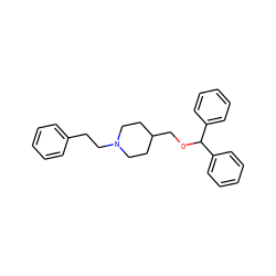 c1ccc(CCN2CCC(COC(c3ccccc3)c3ccccc3)CC2)cc1 ZINC000013746592