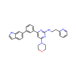c1ccc(CCNc2nc(-c3cccc(-c4ccc5cc[nH]c5c4)c3)cc(N3CCOCC3)n2)nc1 ZINC000066259575