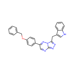 c1ccc(COc2ccc(-c3cnc4nnc(Cc5c[nH]c6ccccc56)n4n3)cc2)cc1 ZINC000200677783