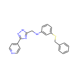 c1ccc(CSc2cccc(NCc3nc(-c4ccncc4)n[nH]3)c2)cc1 ZINC001772593795