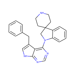 c1ccc(Cc2c[nH]c3ncnc(N4CC5(CCNCC5)c5ccccc54)c23)cc1 ZINC000029047366