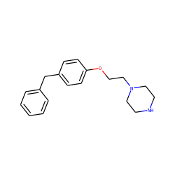 c1ccc(Cc2ccc(OCCN3CCNCC3)cc2)cc1 ZINC000022939567
