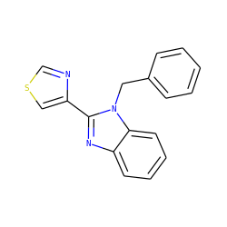c1ccc(Cn2c(-c3cscn3)nc3ccccc32)cc1 ZINC000013679472