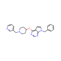 c1ccc(Cn2ccc3c(OC4CCN(Cc5cccnc5)CC4)ncnc32)cc1 ZINC000084616999