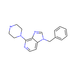 c1ccc(Cn2cnc3c(N4CCNCC4)nccc32)cc1 ZINC000584882043