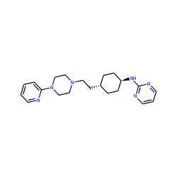 c1ccc(N2CCN(CC[C@H]3CC[C@H](Nc4ncccn4)CC3)CC2)nc1 ZINC000253693132