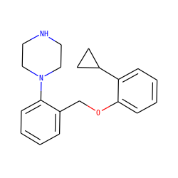 c1ccc(N2CCNCC2)c(COc2ccccc2C2CC2)c1 ZINC000045300752