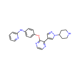 c1ccc(Nc2ccc(Oc3nccnc3-c3cnn(C4CCNCC4)c3)cc2)nc1 ZINC000143374460