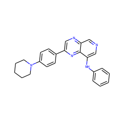 c1ccc(Nc2cncc3ncc(-c4ccc(N5CCCCC5)cc4)nc23)cc1 ZINC000200655871