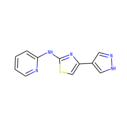 c1ccc(Nc2nc(-c3cn[nH]c3)cs2)nc1 ZINC000072116372