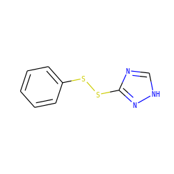 c1ccc(SSc2nc[nH]n2)cc1 ZINC000103214612