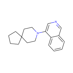 c1ccc2c(N3CCC4(CCCC4)CC3)cncc2c1 ZINC001772577684