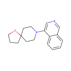 c1ccc2c(N3CCC4(CCCO4)CC3)cncc2c1 ZINC001772655711