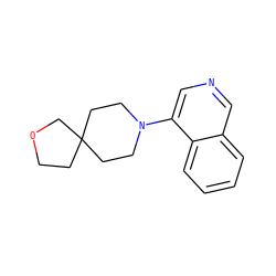 c1ccc2c(N3CCC4(CCOC4)CC3)cncc2c1 ZINC001772649142