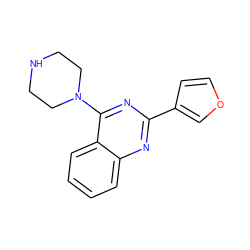 c1ccc2c(N3CCNCC3)nc(-c3ccoc3)nc2c1 ZINC000004267207