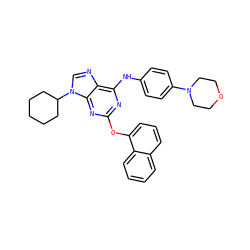c1ccc2c(Oc3nc(Nc4ccc(N5CCOCC5)cc4)c4ncn(C5CCCCC5)c4n3)cccc2c1 ZINC000014806830