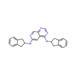c1ccc2c(c1)CC(Nc1cc3c(NC4Cc5ccccc5C4)ncnc3cn1)C2 ZINC000040896632