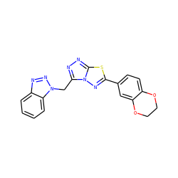 c1ccc2c(c1)nnn2Cc1nnc2sc(-c3ccc4c(c3)OCCO4)nn12 ZINC000002879384