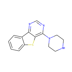 c1ccc2c(c1)sc1c(N3CCNCC3)ncnc12 ZINC000002548685