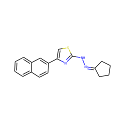 c1ccc2cc(-c3csc(NN=C4CCCC4)n3)ccc2c1 ZINC000169330815