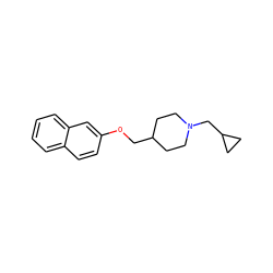 c1ccc2cc(OCC3CCN(CC4CC4)CC3)ccc2c1 ZINC000013730183
