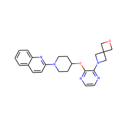 c1ccc2nc(N3CCC(Oc4nccnc4N4CC5(COC5)C4)CC3)ccc2c1 ZINC000096168702