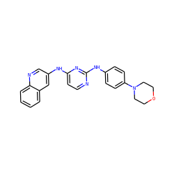 c1ccc2ncc(Nc3ccnc(Nc4ccc(N5CCOCC5)cc4)n3)cc2c1 ZINC000071329271