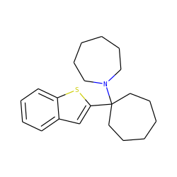 c1ccc2sc(C3(N4CCCCCC4)CCCCCC3)cc2c1 ZINC000013826813
