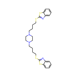 c1ccc2sc(SCCCCN3CCN(CCCCSc4nc5ccccc5s4)CC3)nc2c1 ZINC000473081274