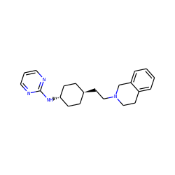 c1cnc(N[C@H]2CC[C@H](CCN3CCc4ccccc4C3)CC2)nc1 ZINC000261077785
