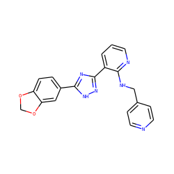 c1cnc(NCc2ccncc2)c(-c2n[nH]c(-c3ccc4c(c3)OCO4)n2)c1 ZINC000066128554
