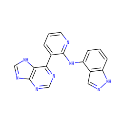 c1cnc(Nc2cccc3[nH]ncc23)c(-c2ncnc3nc[nH]c23)c1 ZINC000095554296