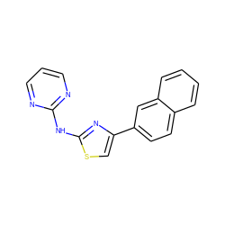 c1cnc(Nc2nc(-c3ccc4ccccc4c3)cs2)nc1 ZINC000000613476