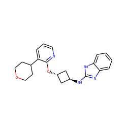 c1cnc(O[C@H]2C[C@H](Nc3nc4ccccc4[nH]3)C2)c(C2CCOCC2)c1 ZINC000143272584