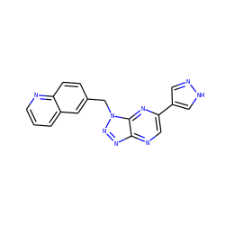 c1cnc2ccc(Cn3nnc4ncc(-c5cn[nH]c5)nc43)cc2c1 ZINC000095553034