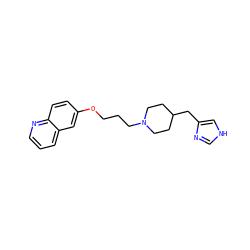 c1cnc2ccc(OCCCN3CCC(Cc4c[nH]cn4)CC3)cc2c1 ZINC000028569761