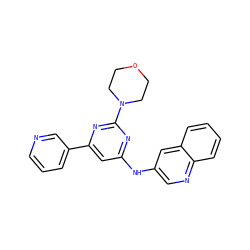 c1cncc(-c2cc(Nc3cnc4ccccc4c3)nc(N3CCOCC3)n2)c1 ZINC000066079169
