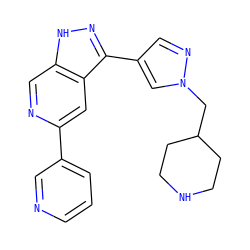 c1cncc(-c2cc3c(-c4cnn(CC5CCNCC5)c4)n[nH]c3cn2)c1 ZINC000205265701