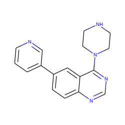 c1cncc(-c2ccc3ncnc(N4CCNCC4)c3c2)c1 ZINC000004258472