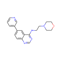 c1cncc(-c2ccc3ncnc(NCCN4CCOCC4)c3c2)c1 ZINC000033362341
