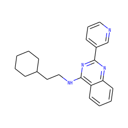 c1cncc(-c2nc(NCCC3CCCCC3)c3ccccc3n2)c1 ZINC001772630225