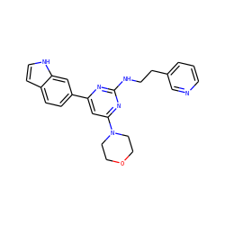 c1cncc(CCNc2nc(-c3ccc4cc[nH]c4c3)cc(N3CCOCC3)n2)c1 ZINC000060325261