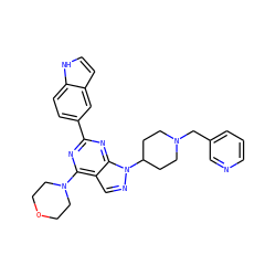 c1cncc(CN2CCC(n3ncc4c(N5CCOCC5)nc(-c5ccc6[nH]ccc6c5)nc43)CC2)c1 ZINC000045315610