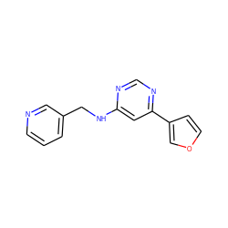 c1cncc(CNc2cc(-c3ccoc3)ncn2)c1 ZINC000004258400