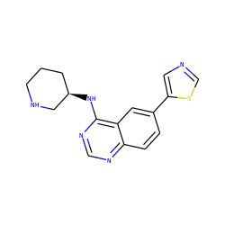 c1nc(N[C@@H]2CCCNC2)c2cc(-c3cncs3)ccc2n1 ZINC000299850569